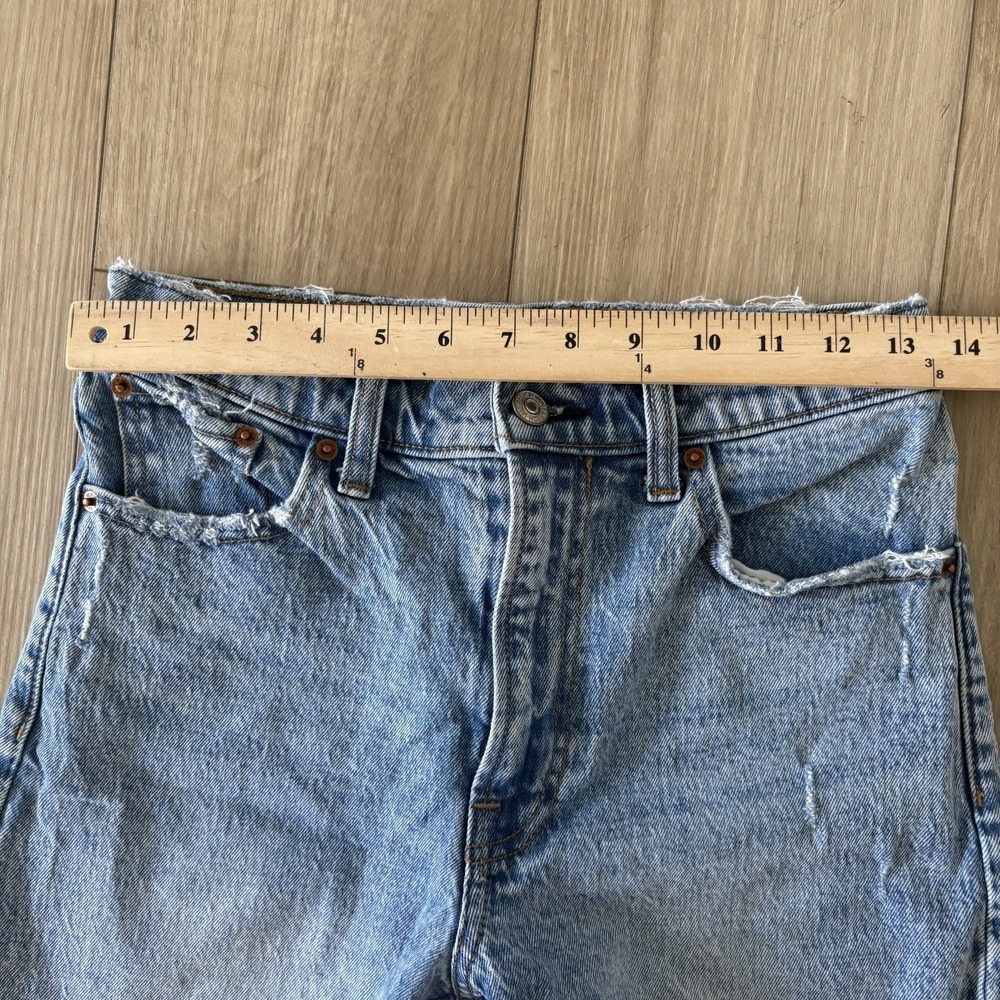 Abercrombie High Rise Distressed Cut Off  Raw Hem Denim Shorts Size 2 26 - Picture 5 of 7
